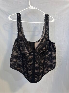 Black Lace Bodysuit Corset Top